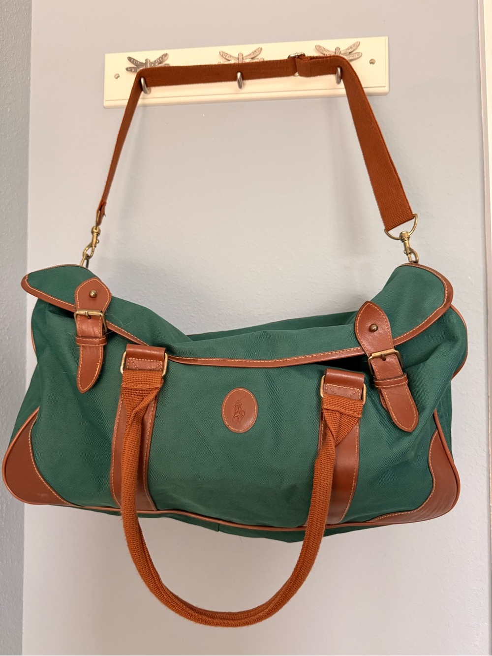 Vintage Polo Ralph Lauren Green Canvas Luggage Duffel Bag